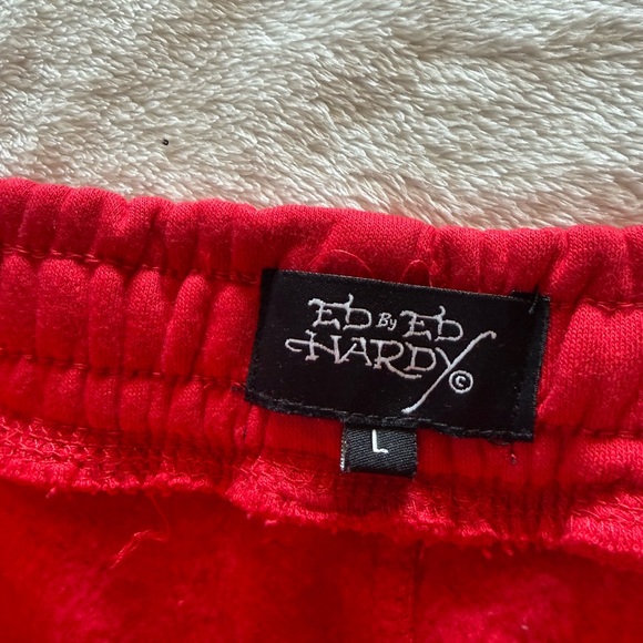 ED HARDY RED sweatpants Flare Leg Soft Don Ed Hardy Designs - Picture 6 of 12